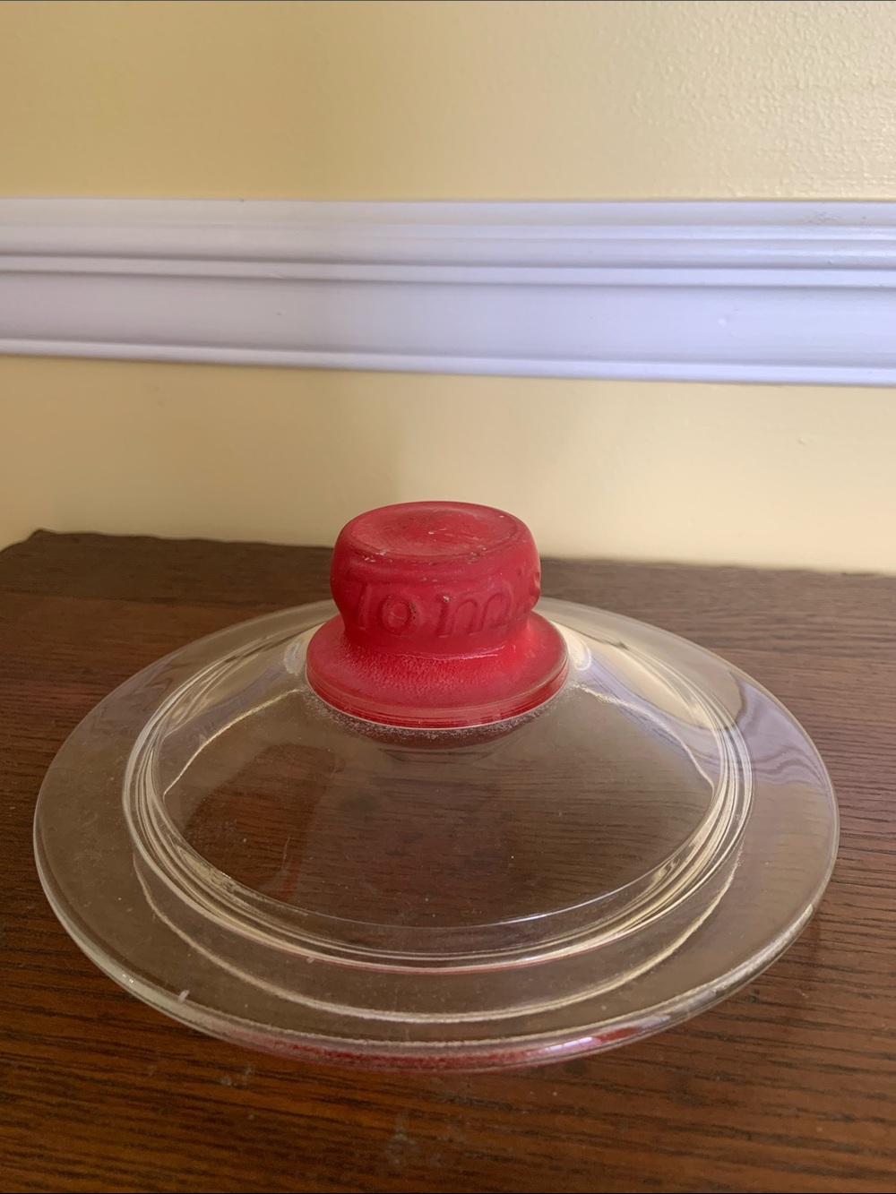 Vintage Tom’s Peanuts Glass 7” Lid for Counter Jar with Red Glass  Knob Only